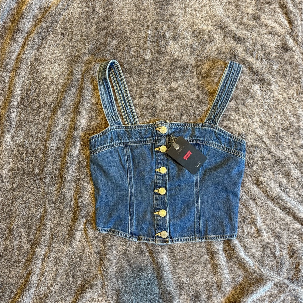 Levi's Button-Up Blue Denim Crop Top